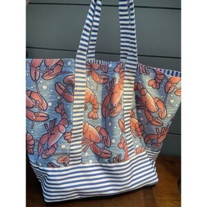 VINEYARD VINES TARGET LOBSTERS BEACH TOTE BAG RED BLUE WHITE STRIPE
